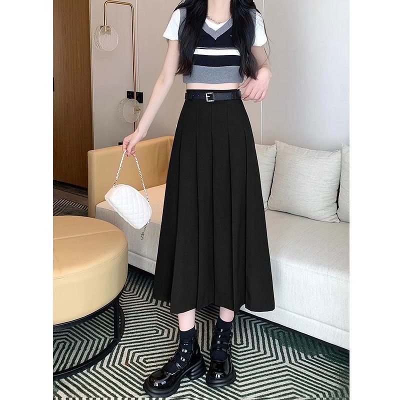Chân váy midi dáng dài lưng cao V0006