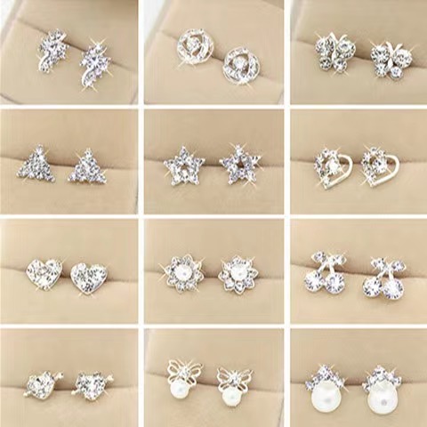 Set 12 hoa tai bạc 925 J0002